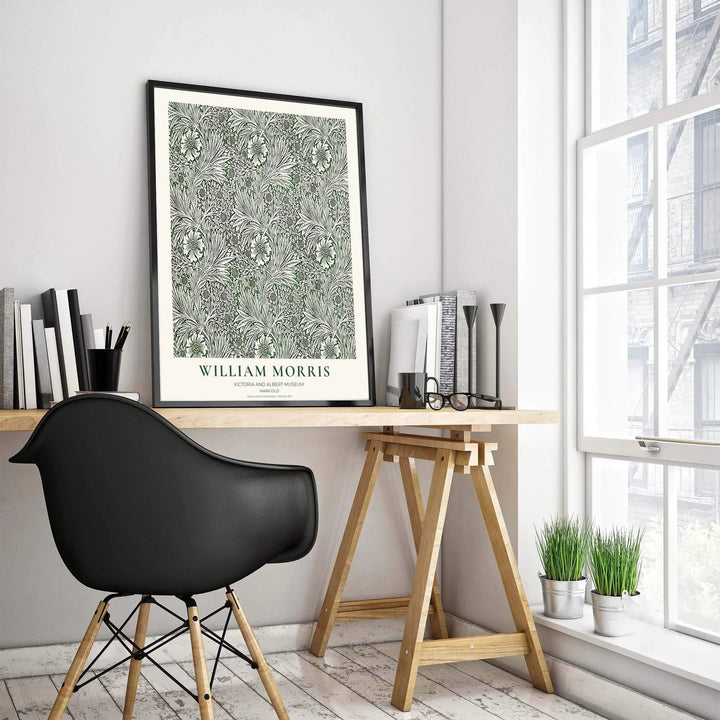 Sophisticated bedroom wall art print highlighting William Morris&