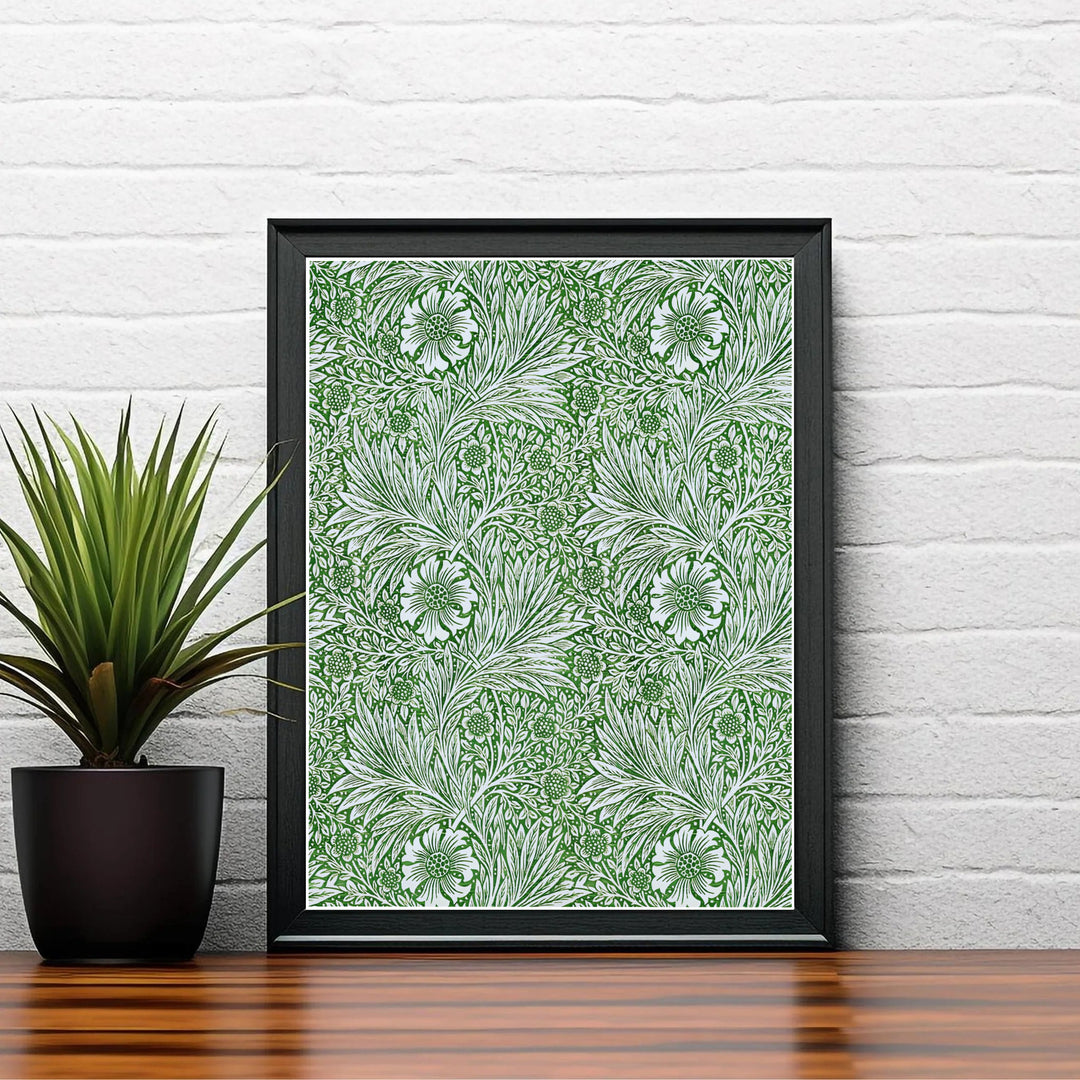 Winding cream flower stems and green leaves in a high-quality full-bleed print from MapYourDreams. Browse our collection of elegant framed, unframed, and canvas options available for modern home wall decor.