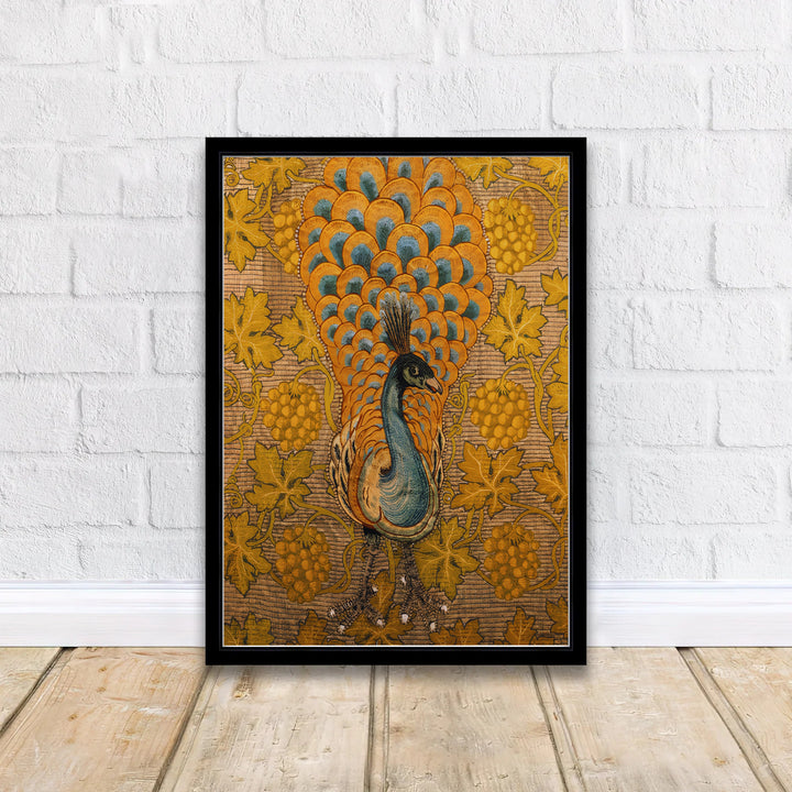 Bring rustic English charm into dining rooms with this William Morris Peacock Vine exhibition layout without text borders. MapYourDreams features custom framed, unframed, and canvas options available to match warm wood furniture.