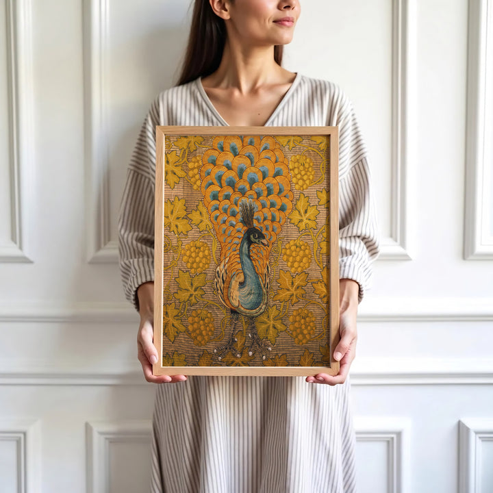Classic British craftsmanship shines in this William Morris Peacock Vine illustration with a full-bleed design. Order custom framed, unframed, and canvas options available at MapYourDreams to establish a striking living room accent.
