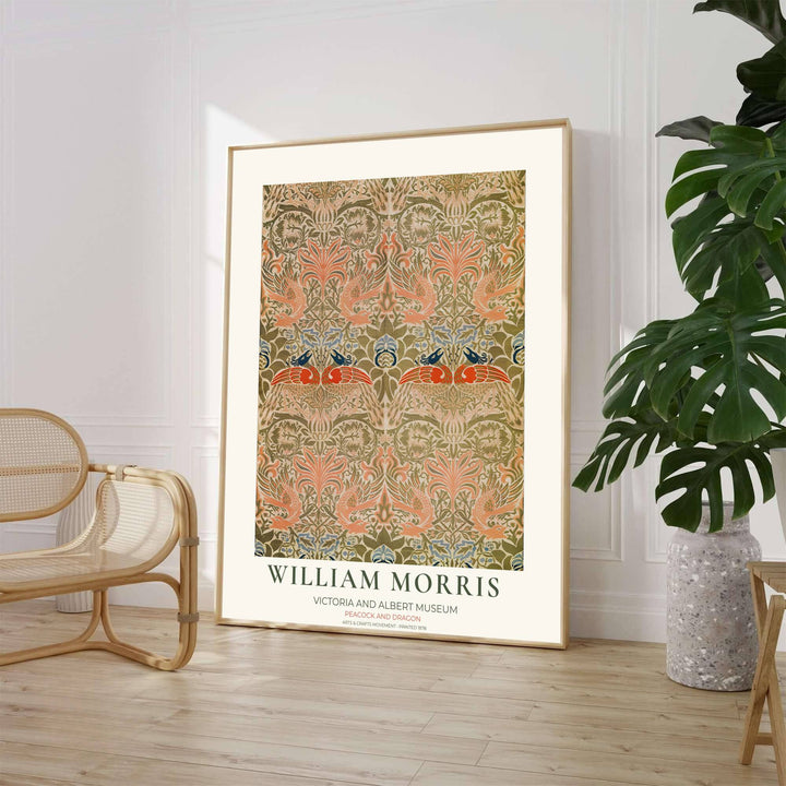 Earthy sage green wallpaper graphics blend with soft peach highlights for a subtle vintage wall display. Choose tailored framed, unframed, and canvas options available at MapYourDreams to coordinate with modern or rustic interiors.
