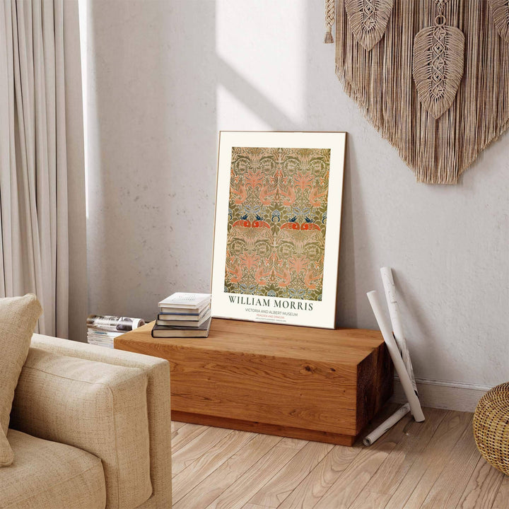 Traditional medieval design meets earthy modern colorways in a sage and coral Victorian artwork print. MapYourDreams provides stylish framed, unframed, and canvas options available for eclectic or traditional rooms.