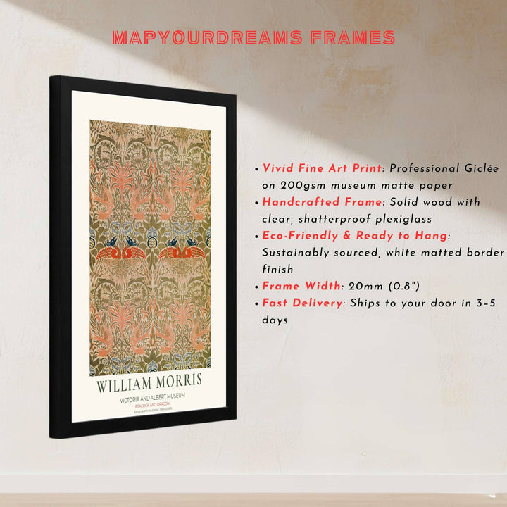 Rich olive green and muted terracotta colors lend a cozy, grounded feel to this 1878 textile art layout. Browse archival framed, unframed, and canvas options available at MapYourDreams to build a vintage gallery wall.