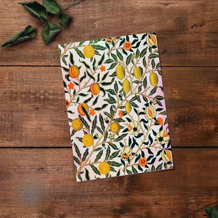 Vibrant yellow and orange colors lend a joyful feel to this full-bleed William Morris Pomegranate Fruit layout. Browse archival framed, unframed, and canvas options available at MapYourDreams to build a vintage gallery wall.