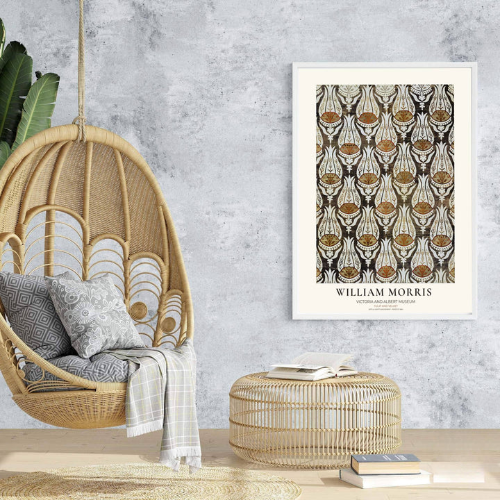 Woven fabric textures and botanical art combine for a sophisticated aesthetic in this William Morris Tulip Velvet poster. Shop ready-to-ship framed, unframed, and canvas options available from MapYourDreams.