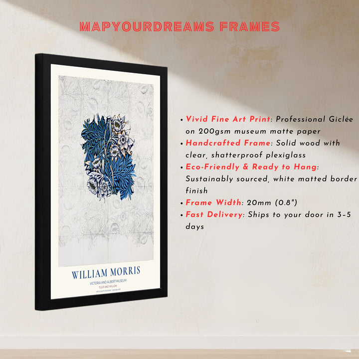 Pencil draft lines and colored botanical vines create a unique aesthetic in this William Morris Tulip Willow Sketch art print. MapYourDreams features high-resolution framed, unframed, and canvas options available for studio walls.
