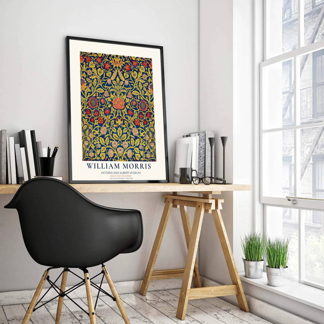 Antique botanical floral tapestry motifs from the Victoria and Albert Museum archive elevate this classic poster design. MapYourDreams features high-definition framed, unframed, and canvas formats.
