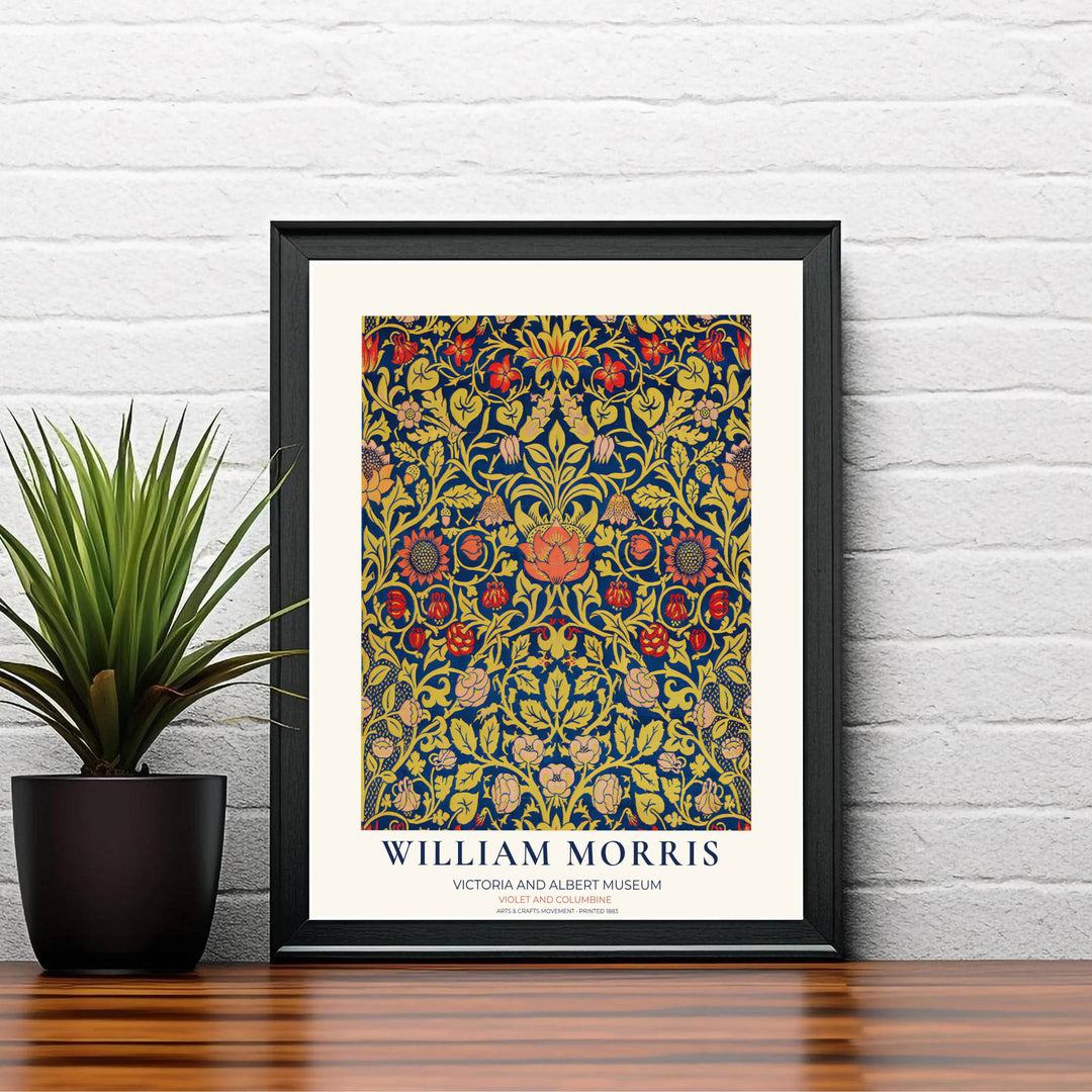 Inspired by Victorian textile art, this William Morris Violet and Columbine exhibition print showcases classic craftsmanship. Explore versatile framed, unframed, and canvas options available at MapYourDreams.