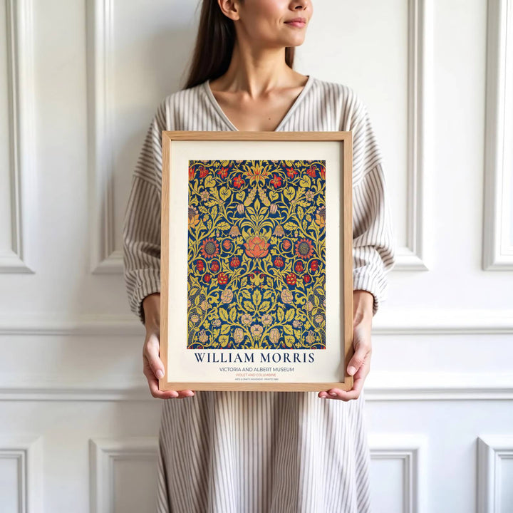 Elegant Victorian floral perspectives from the Victoria and Albert Museum star in this William Morris Violet and Columbine poster print. MapYourDreams offers versatile framed, unframed, and canvas options.