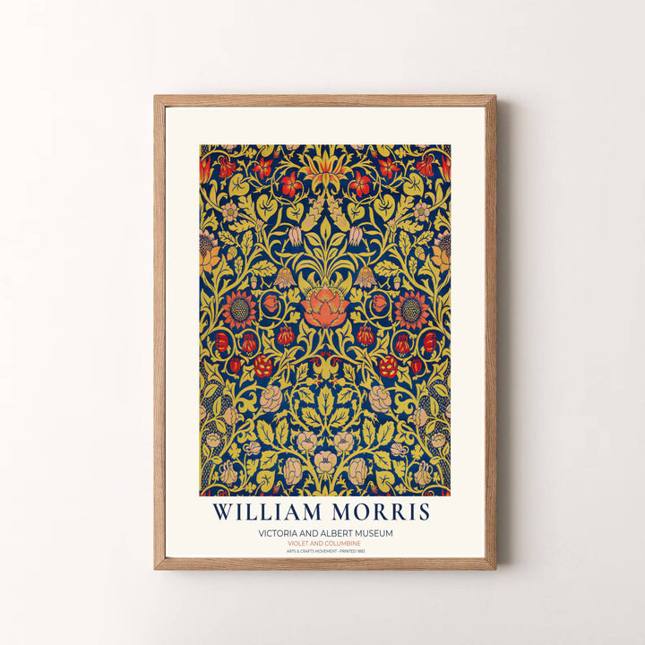 Botanical sophistication and historic museum craftsmanship unite in this William Morris Violet and Columbine print display. MapYourDreams delivers high-grade unframed, stretched canvas, and framed wall art formats.