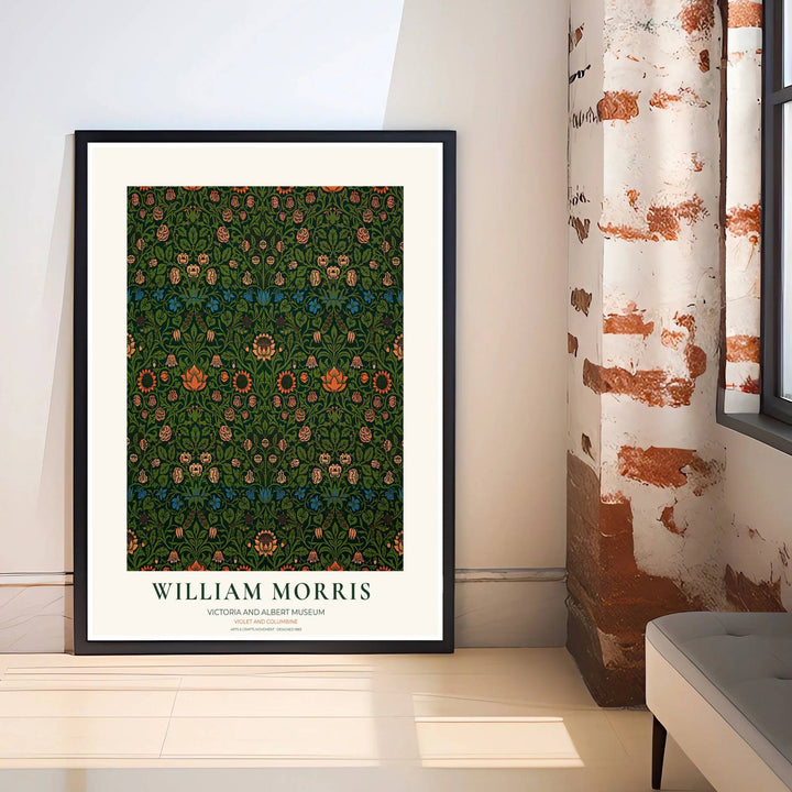Inspired by Victorian textile design, this green William Morris Violet and Columbine exhibition print showcases iconic British craftsmanship. Explore versatile framed, unframed, and gallery canvas options available at MapYourDreams.