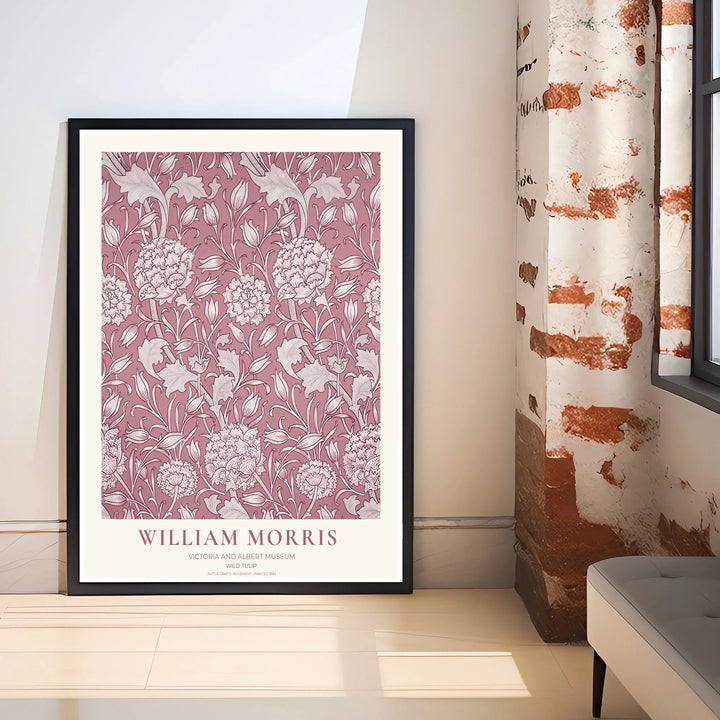 Crisp cream base and soft dusty rose botanical lines mark this William Morris Wild Tulip Victoria and Albert Museum poster. MapYourDreams delivers quality framed, unframed, and canvas print options for living space decor.