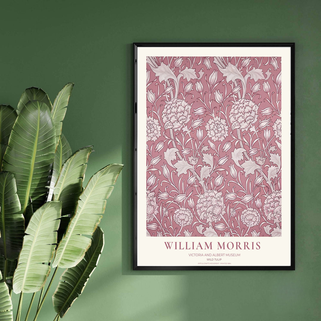 A vintage Arts and Crafts perspective highlighting William Morris Wild Tulip at the Victoria and Albert Museum anchors this fine art print. Shop premium framed, unframed, and stretched canvas options at MapYourDreams.