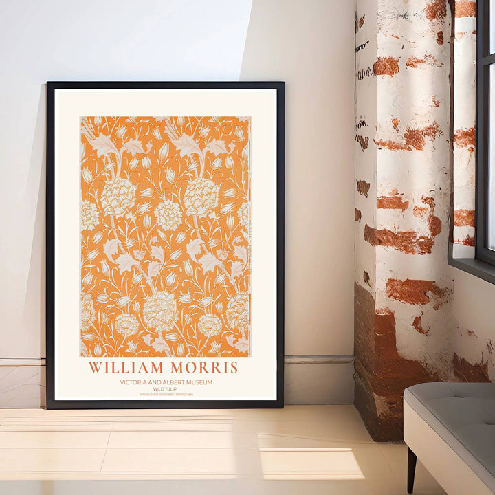 Classic 1884 British Arts and Crafts floral poster featuring William Morris Wild Tulip design from the Victoria and Albert Museum. Discover tailored framed, unframed, and canvas print options at MapYourDreams.