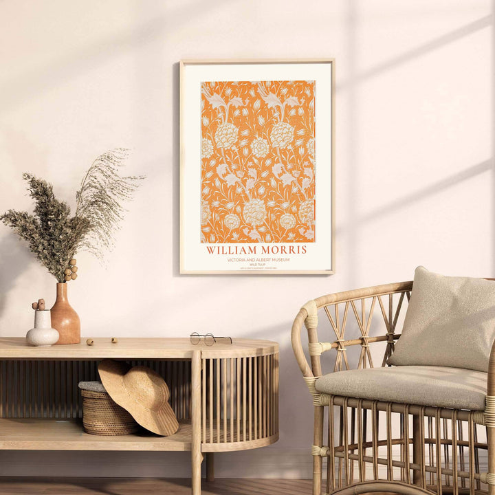 Arts and Crafts Movement floral poster featuring William Morris Wild Tulip artwork from the Victoria and Albert Museum. MapYourDreams presents quality framed, unframed, and canvas options for home decor.