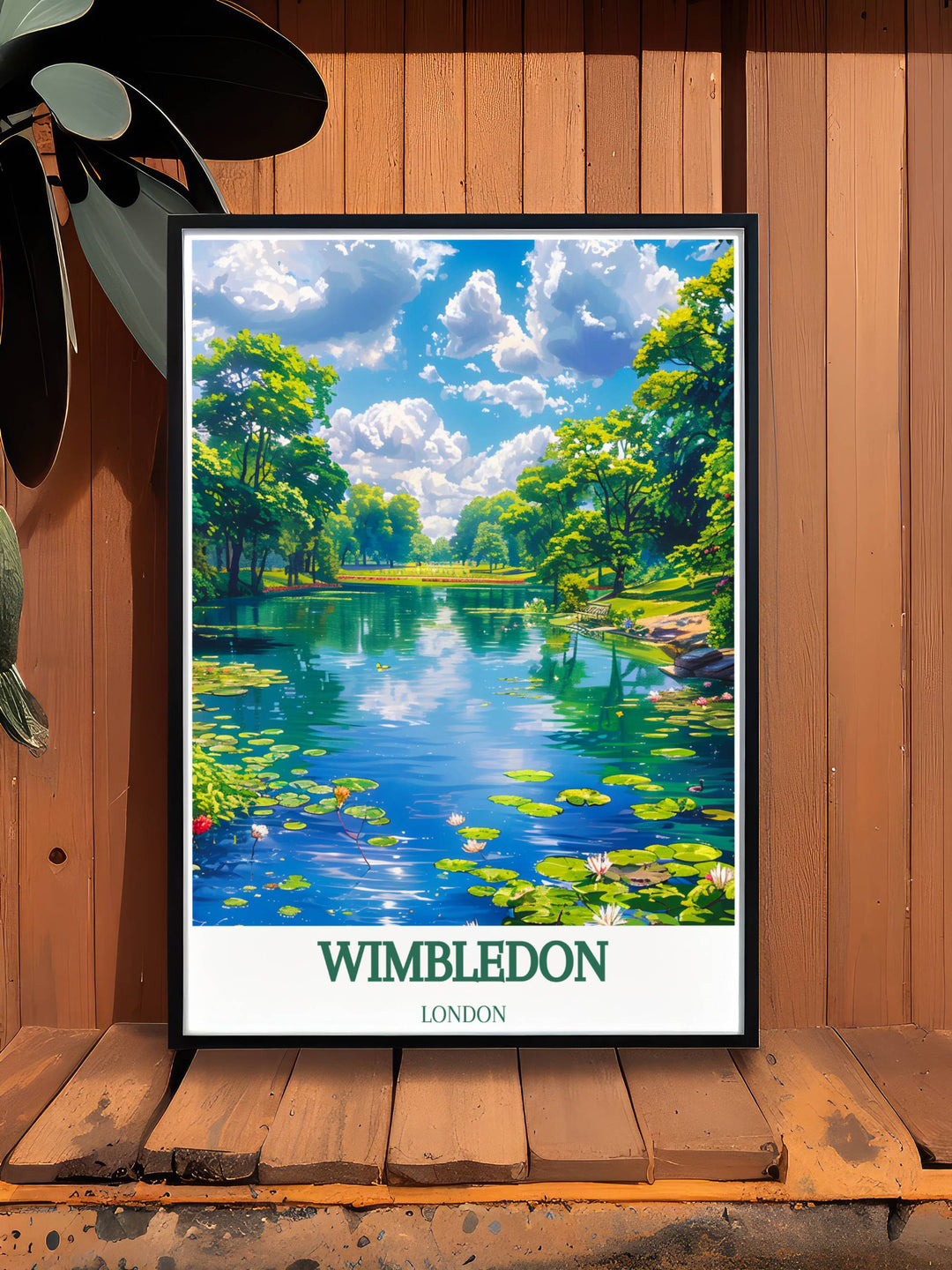 Detailed artwork of Wimbledon Common featuring the historic Wimbledon Windmill, showcasing the charm and beauty of this iconic Southwest London landmark.