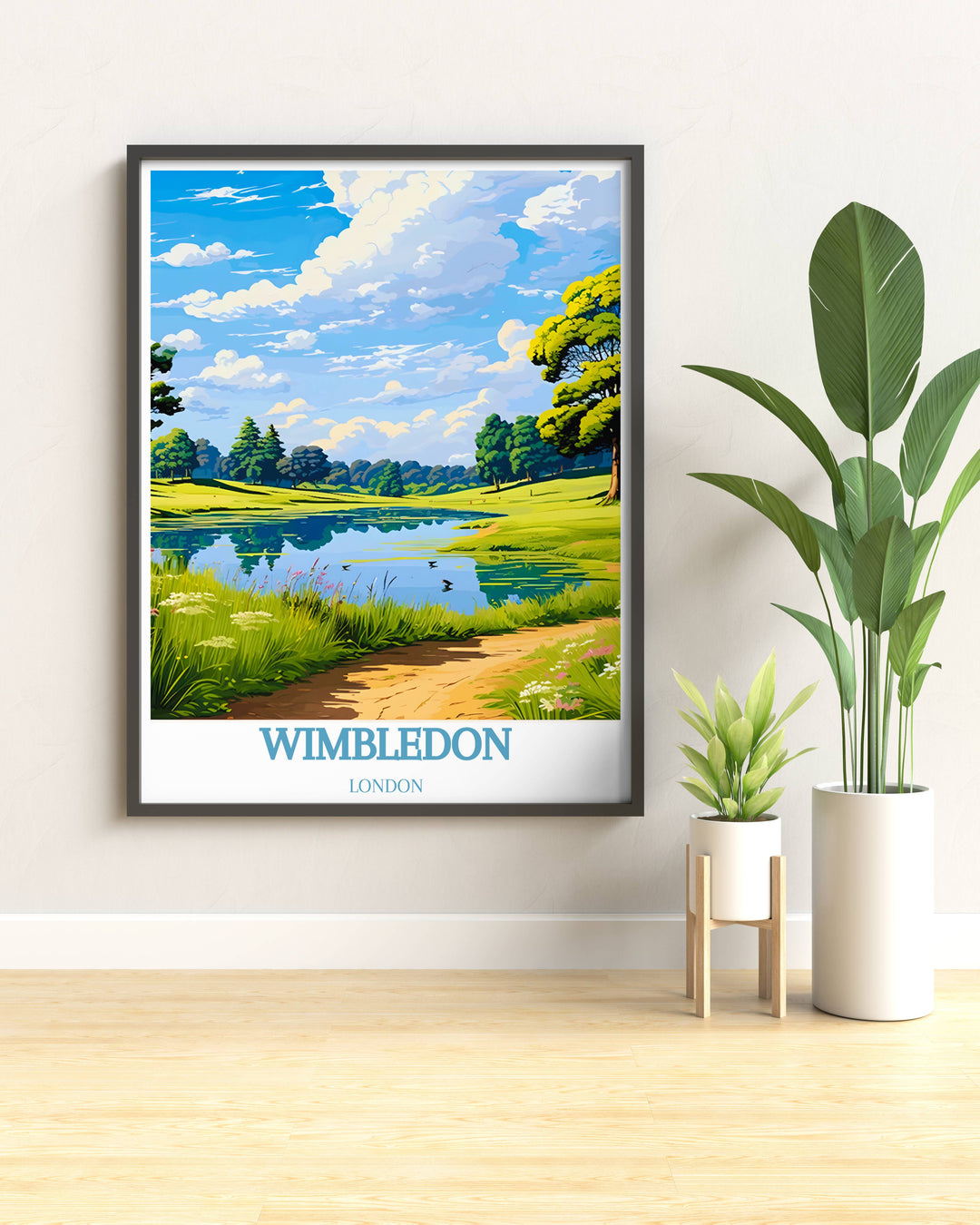 Captivating artwork of Wimbledon Common in Southwest London, showcasing the lush landscapes and serene atmosphere of this beloved park.