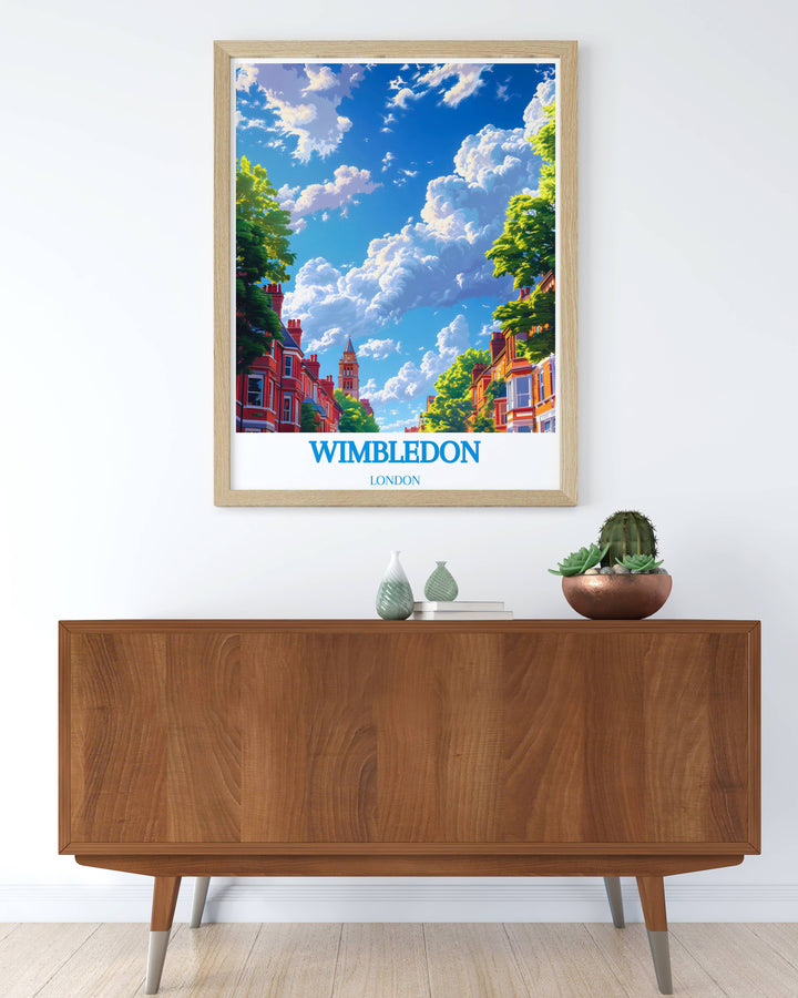 Iconic Wimbledon Windmill poster, bringing the architectural beauty and historical significance of this landmark to life with vibrant colors.