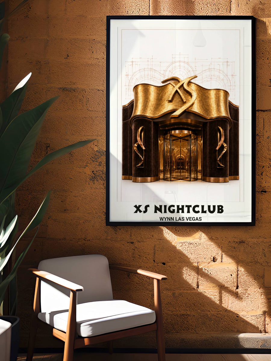 Shop Map Your Dreams for premium club posters like this XS Las Vegas architectural masterpiece printed on heavyweight archival paper.
