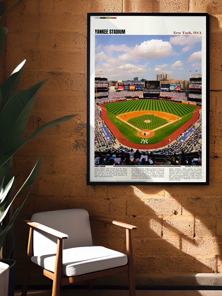 Classic Yankee Stadium print showcasing the lush green field and packed stands, a memorable gift for any housewarming.