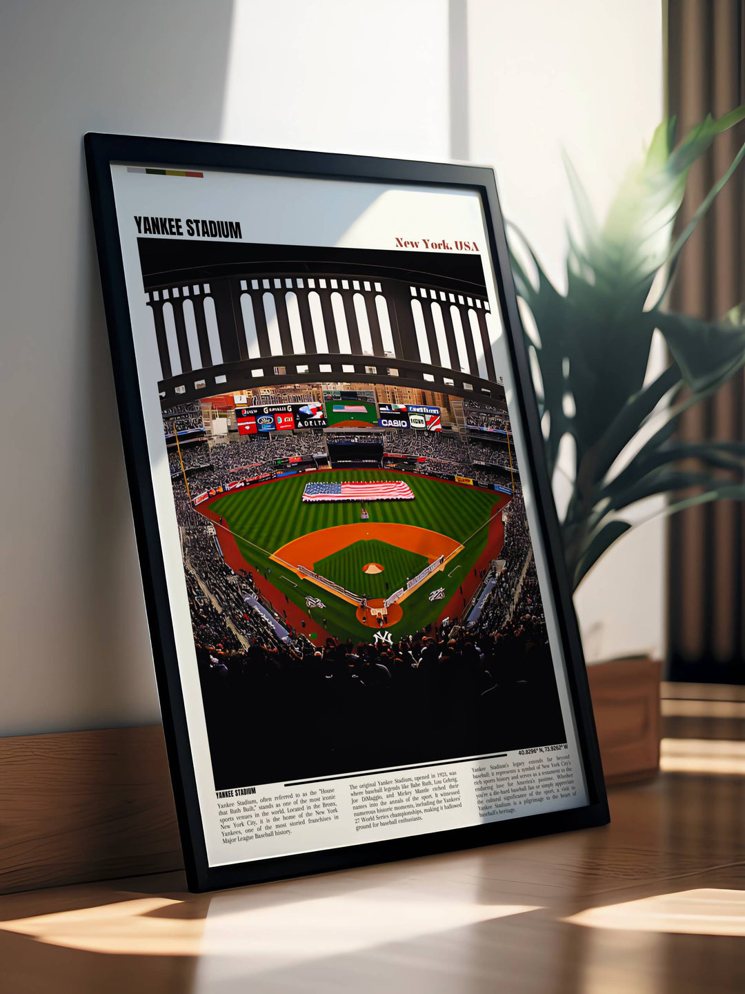 Vibrant poster of Yankee Stadium during a high-energy Yankees game, ideal for livening up any fan cave or sports bar.