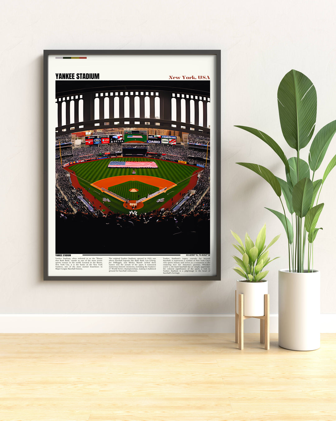 Vintage-style Yankee Stadium travel print, perfect for those who collect historic sports venues in art form.
