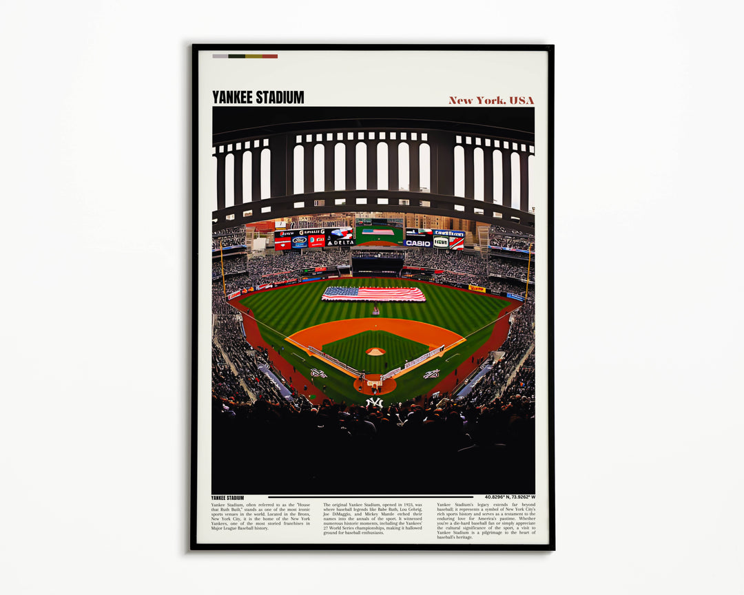 Detailed Yankee Stadium print capturing the iconic entrance, perfect for fans who appreciate historical sports architecture.