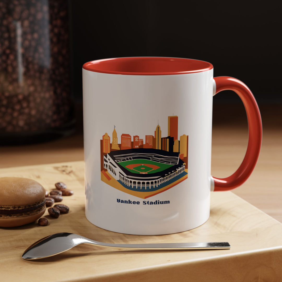 ⚾ Red Yankee Stadium coffee mug showcasing dynamic ballpark imagery, bold tea cup for passionate baseball enthusiasts. Premium ceramic mug with iconic venue design in striking red finish, dishwasher safe. Ideal tea mug for Yankees fans celebrating championship spirit. High-quality red coffee cup bringing game day intensity home from MapYourDreams collection ☕❤️