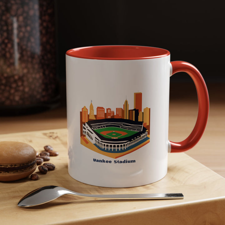 ⚾ Red Yankee Stadium coffee mug showcasing dynamic ballpark imagery, bold tea cup for passionate baseball enthusiasts. Premium ceramic mug with iconic venue design in striking red finish, dishwasher safe. Ideal tea mug for Yankees fans celebrating championship spirit. High-quality red coffee cup bringing game day intensity home from MapYourDreams collection ☕❤️