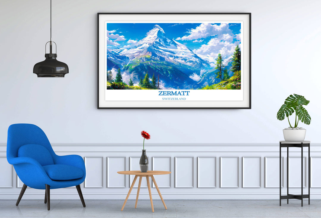 High quality Matterhorn canvas art depicting the stunning alpine scenery and serene winter landscapes of Zermatt, ensuring your artwork remains vibrant and pristine for years to come.