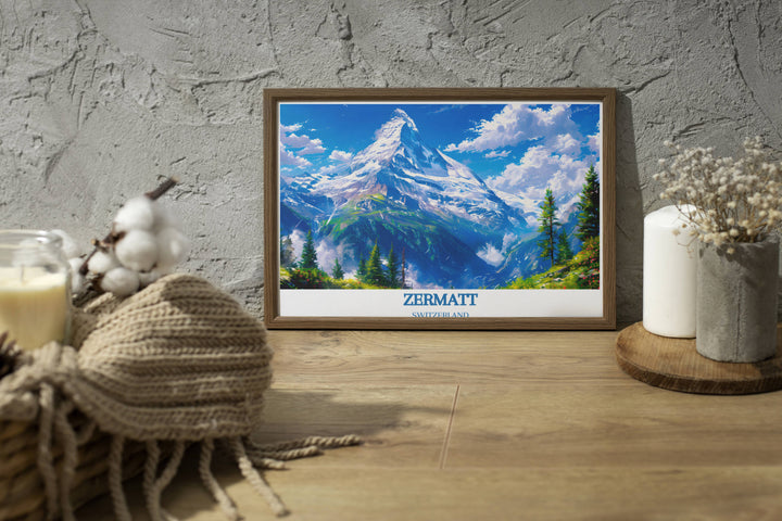 Captivating canvas art of Zermatt Ski Resort showcasing the pristine winter landscapes and rugged beauty of the Matterhorn, ideal for ski enthusiasts and art lovers alike.