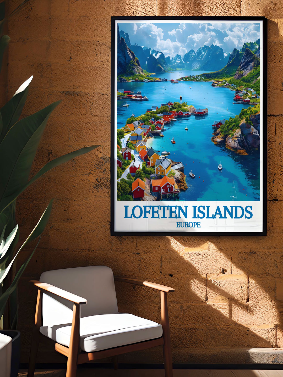 Fine art print of the Lofoten Islands, Norway, capturing the regions iconic coastal scenes. The artwork features the majestic mountains, the tranquil fjord, and the charming village of Henningsvær, offering a stunning depiction of Norways natural beauty. The intricate details and vibrant colors bring the landscape to life, making this fine art print a beautiful addition to any home decor.