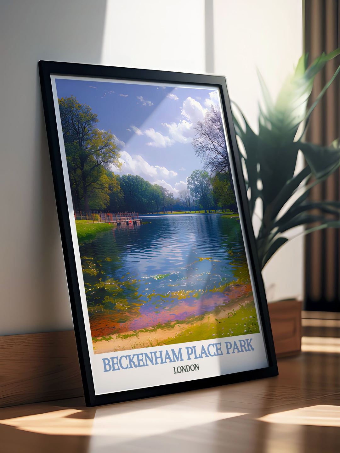 Celebrate the serene beauty of Beckenham Place Parks swimming lake with our captivating posters. These artworks highlight the peaceful waters and scenic surroundings, making them a perfect addition to your home decor for those who love nature and beautiful landscapes.