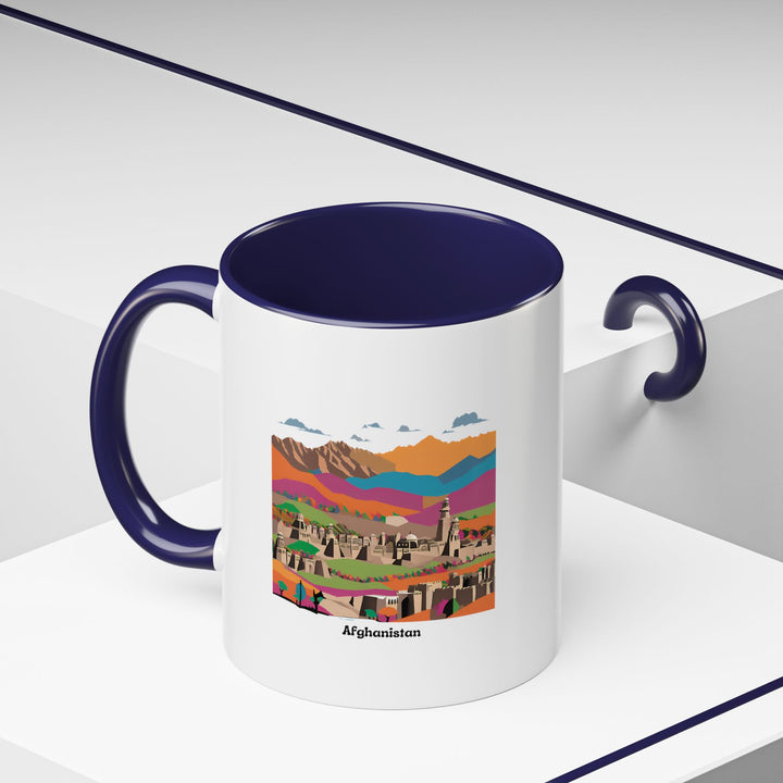 The Afghanistan Mug is a unique ceramic piece featuring bold, vibrant artwork inspired by Afghan culture. Dishwasher and microwave safe, this durable mug is a versatile and stylish addition to any kitchen and an ideal gift for travelers or art enthusiasts.