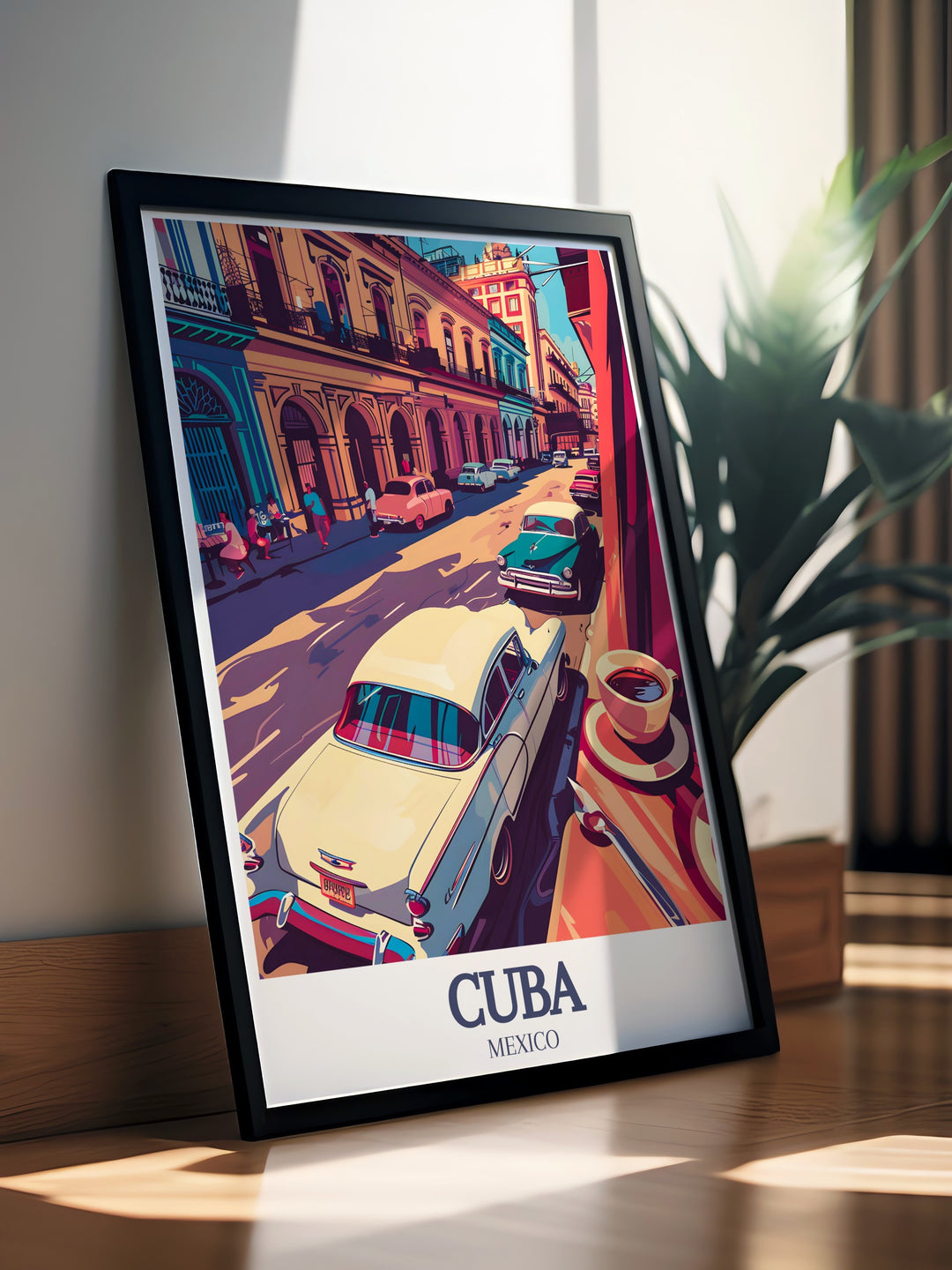 This Old Havana Street Travel Poster is perfect for capturing the beauty of Cubas capital city. The artwork highlights the colorful buildings and classic cars that make Havana so distinctive, making it a great gift for travelers and Cuban culture enthusiasts.