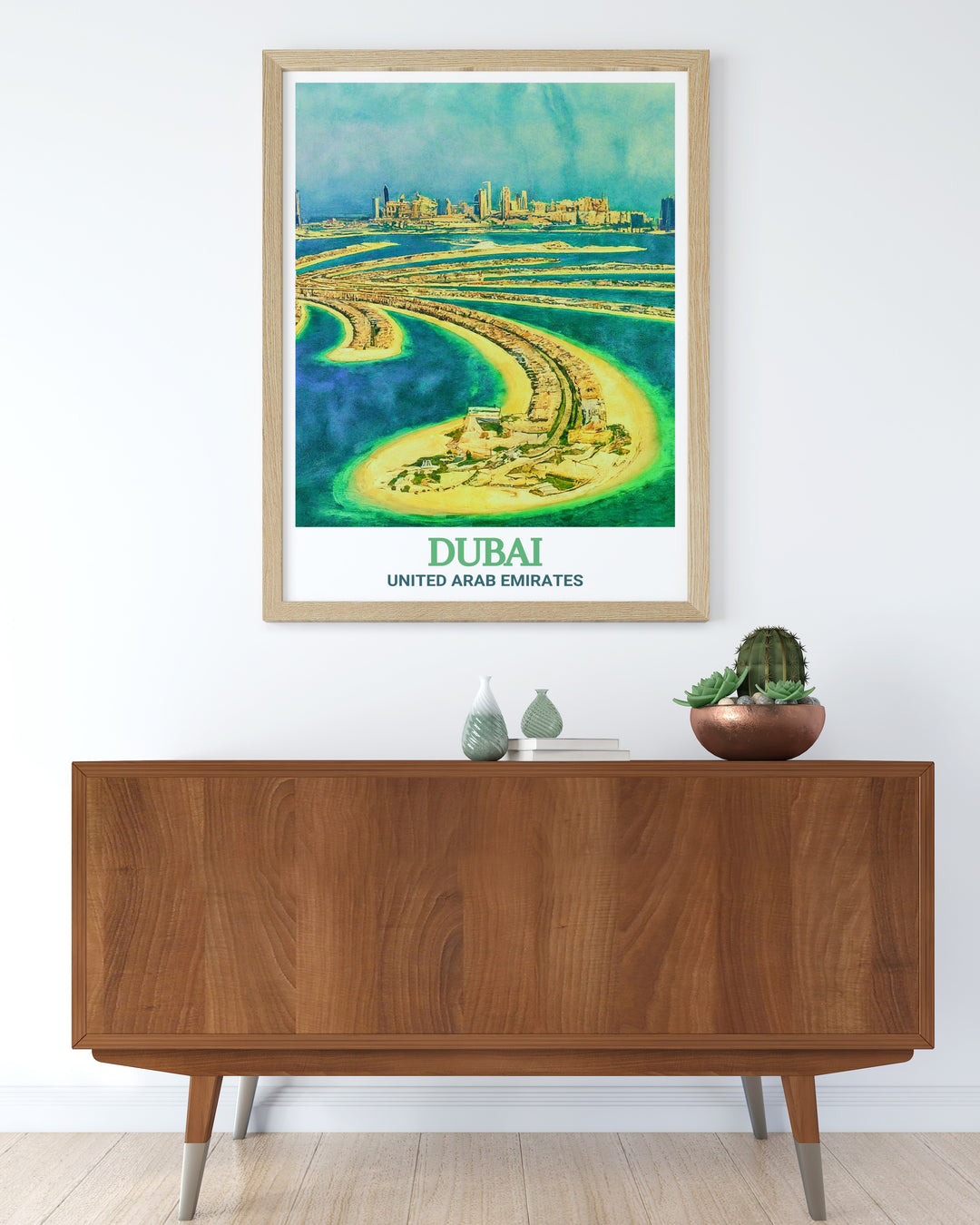 Palm Jumeirah stunning prints paired with a detailed Dubai city map and botanical garden design offering a timeless and sophisticated art piece for your living room bedroom or office