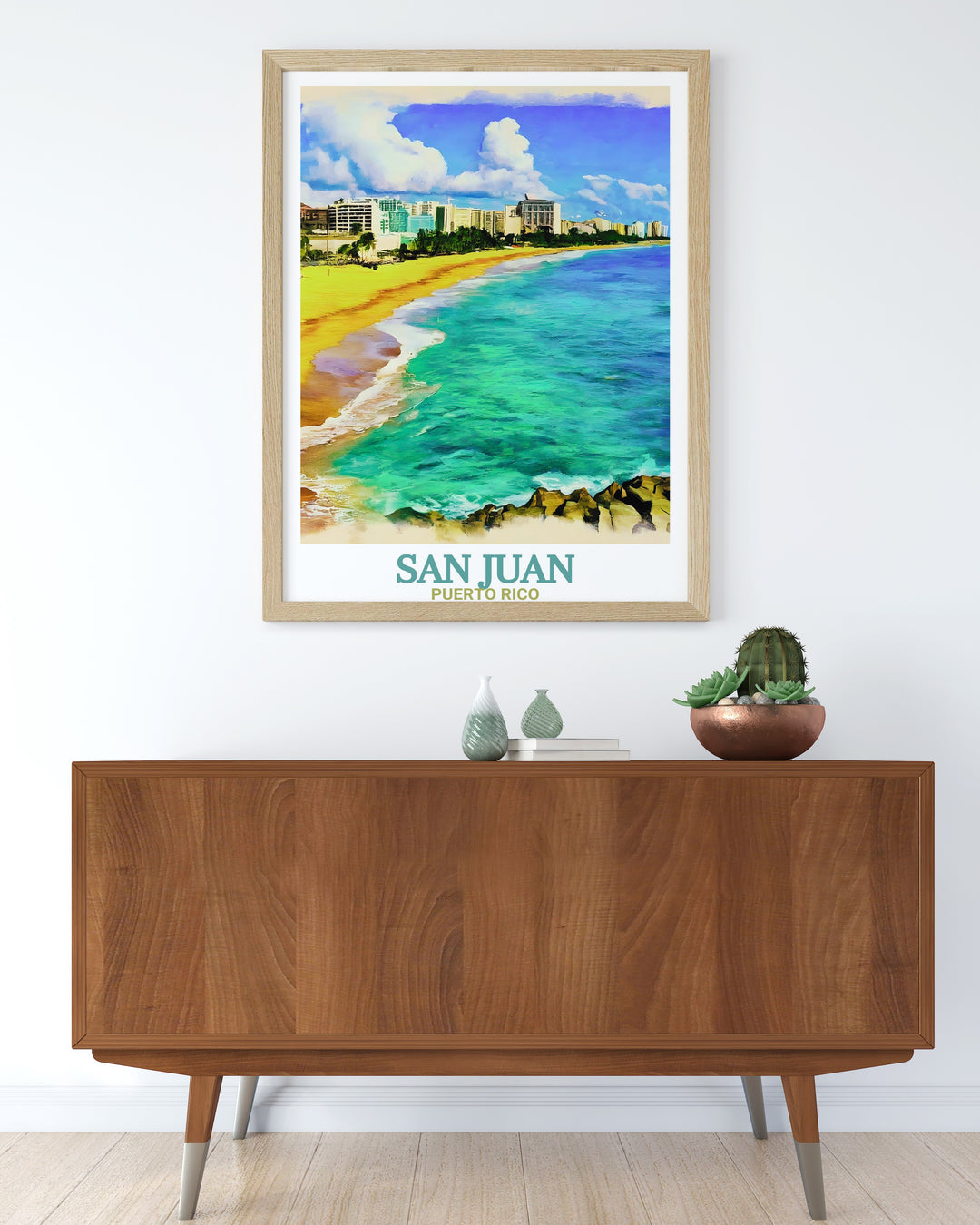 Condado Beach modern prints showcase the tranquil beauty of one of San Juans most famous beaches. This Caribbean print is a stylish addition to any home or office decor and makes a thoughtful travel gift for loved ones or friends.