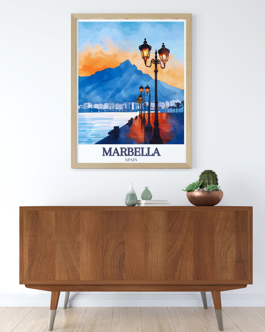 Marbella photo featuring the lively Paseo Marítimo and the towering La Concha mountain a stunning piece of art for elegant home decor