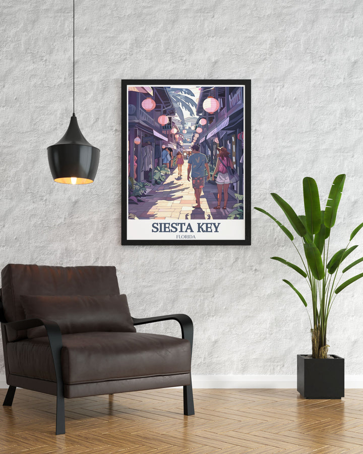 Captivating Siesta Key Village Ocean Boulevard print highlighting the serene and picturesque beauty of Floridas coastline making it a perfect choice for elegant home decor and an outstanding addition to any collection of Florida art posters.