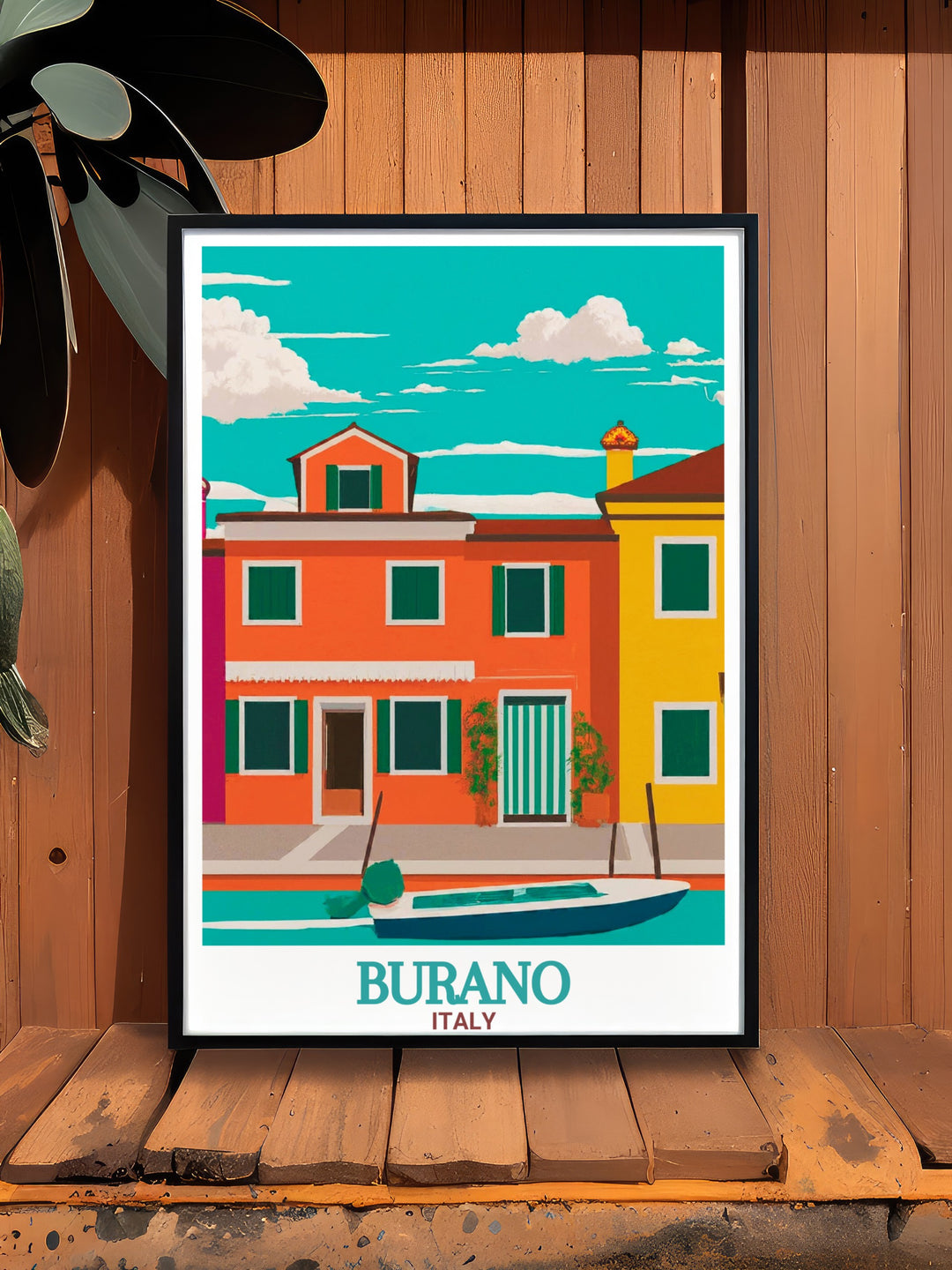 Unique Burano Artwork highlighting the vibrant colorful houses of Burano. This wall art is perfect for adding a lively and cheerful touch to any room, making it an ideal gift for art lovers and travel enthusiasts.