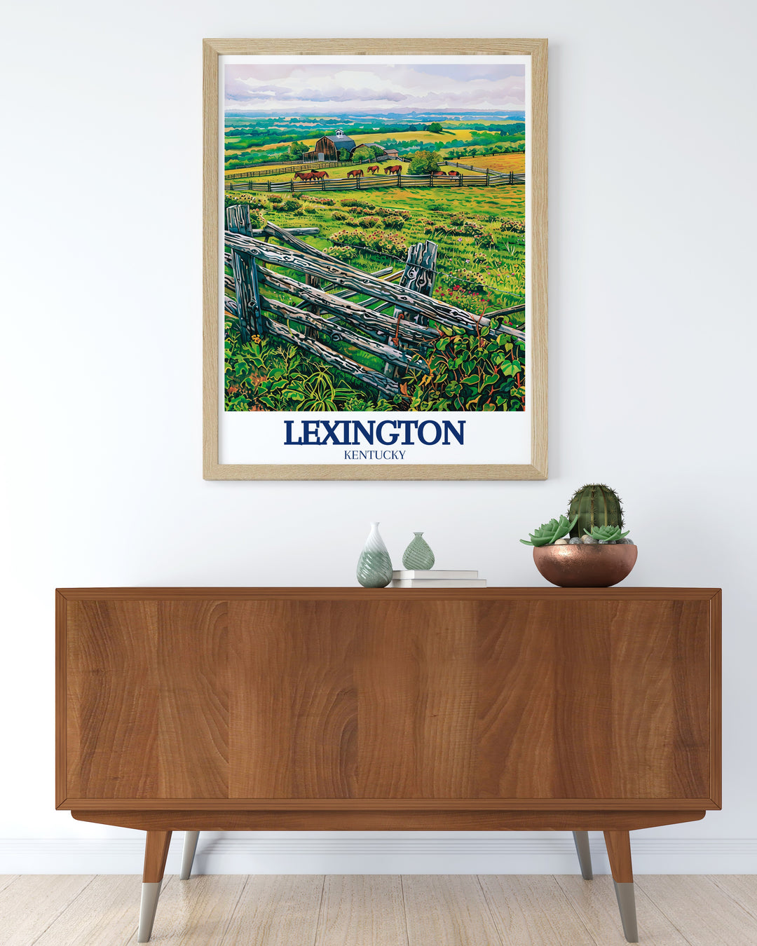 Detailed Lexington city map art capturing the streets and landmarks including Walk Across Kentucky Bluegrass region highlights