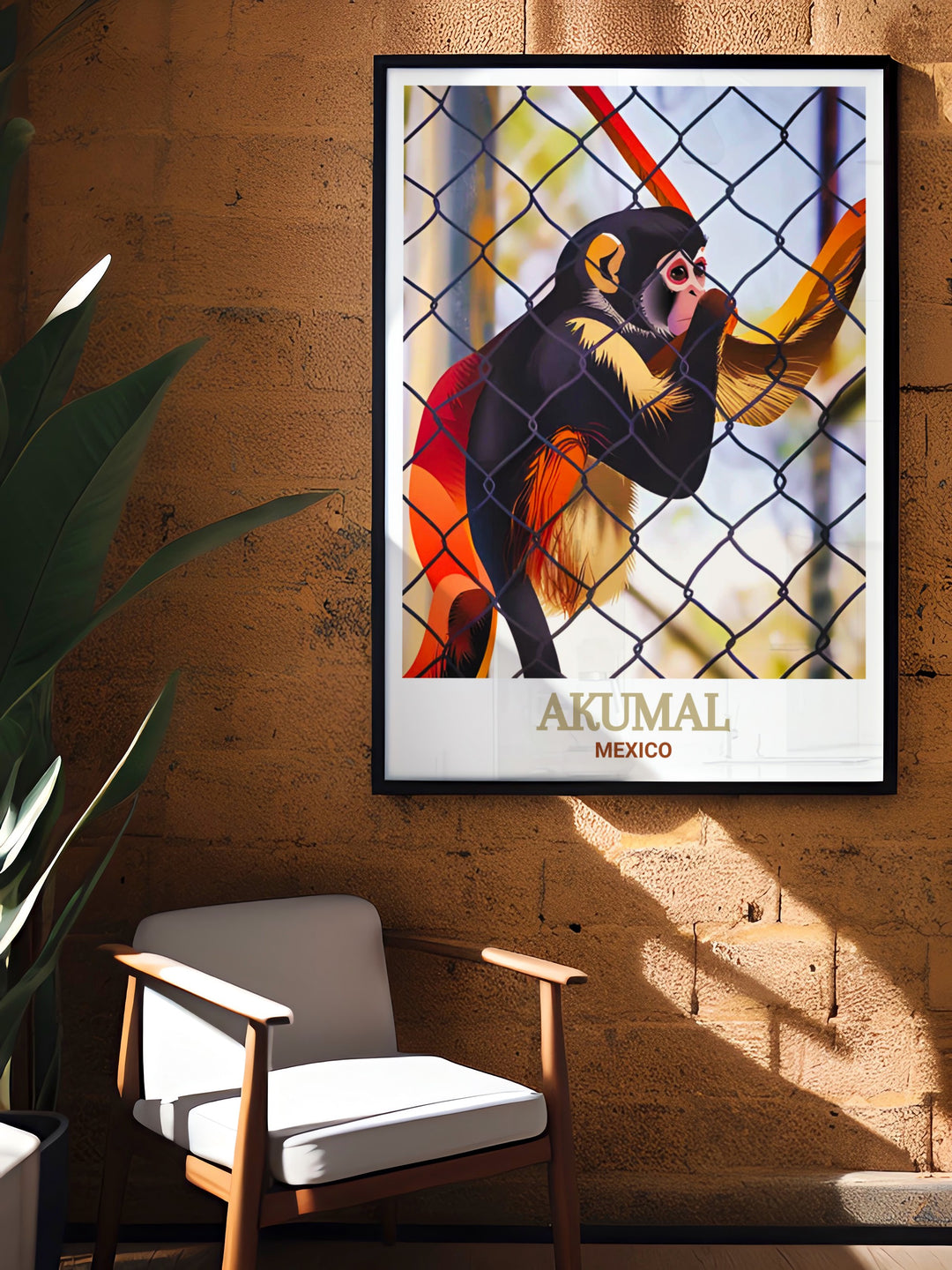 Akumal Decor featuring a detailed city print of Akumal Monkey Sanctuary and Rescued Animals a perfect wall decor for any stylish home