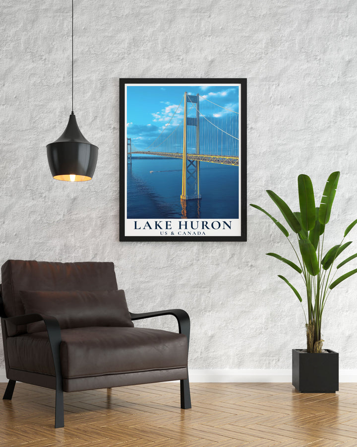 Discover the perfect gift with the Lake Huron digital download showcasing the Mackinac Bridge. Ideal for any occasion these prints offer a unique and personalized touch capturing the natural beauty and architectural wonder of this iconic location