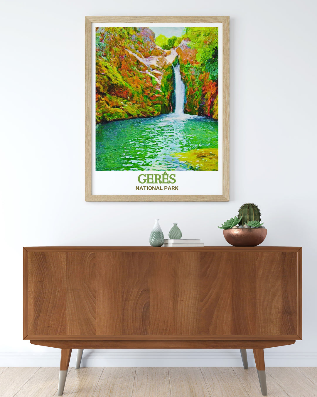 National park lovers will adore this Geres travel art featuring the iconic Arado Waterfall the perfect addition to any home decor this art print brings the beauty of Portugals only national park into your living space ideal for those who appreciate natural landscapes