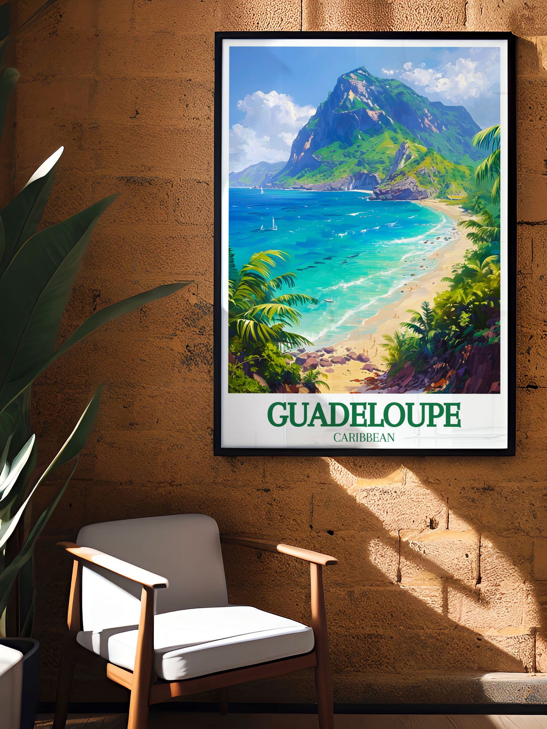 This art print highlights the rich cultural history of Guadeloupe, featuring historic landmarks and sites that reflect its diverse heritage. Perfect for history lovers, this poster offers a glimpse into the Caribbeans vibrant past.