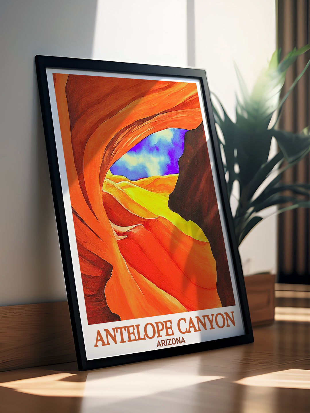 Antelope Canyon modern art print that brings the awe inspiring beauty of this Arizona natural wonder into your living space perfect for creating a calming and visually striking atmosphere.