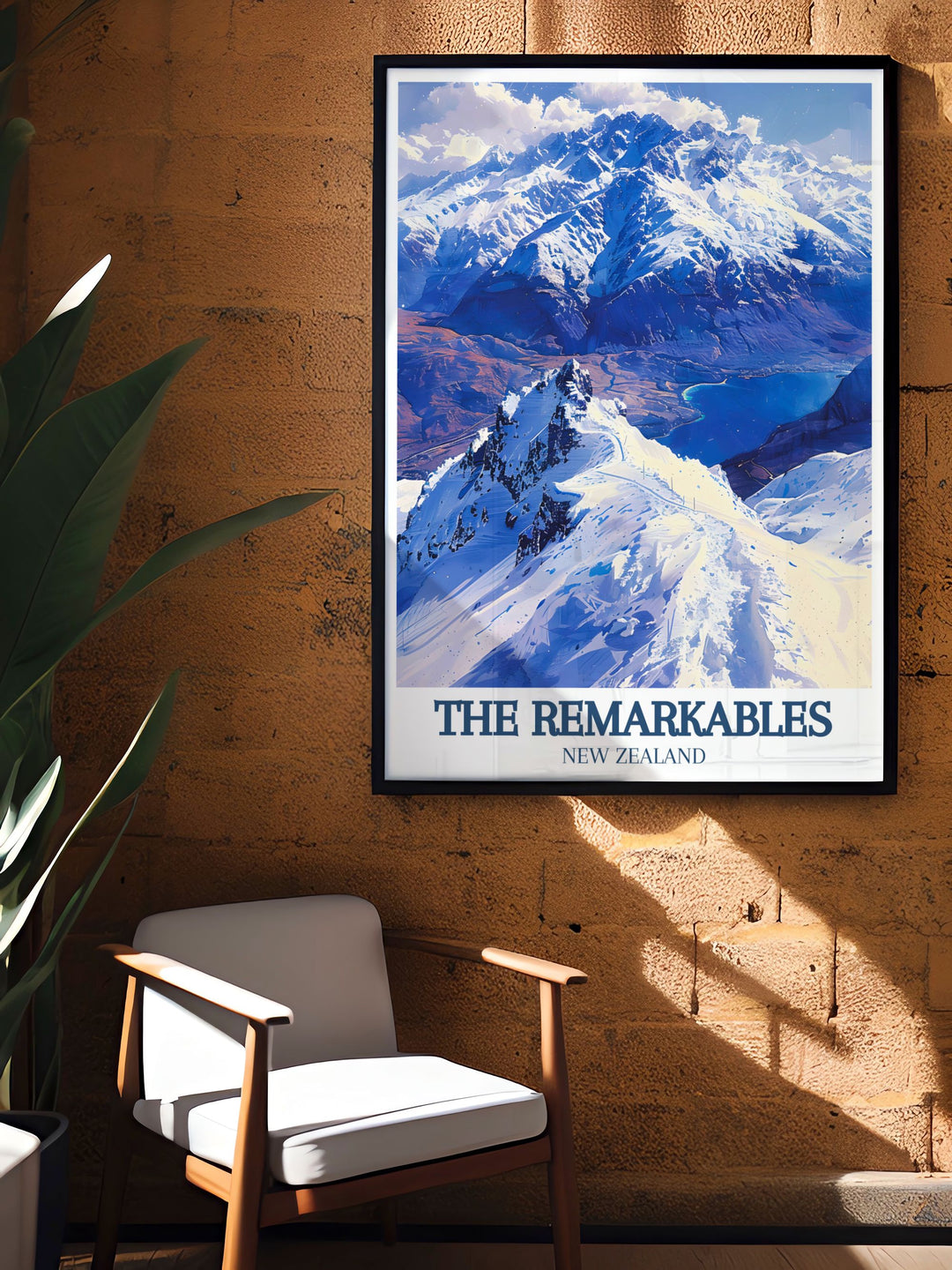 Queenstown NZ posters featuring Lake Wakatipu The Remarkables range are perfect for those who love skiing and snowboarding Stunning living room decor and modern prints available