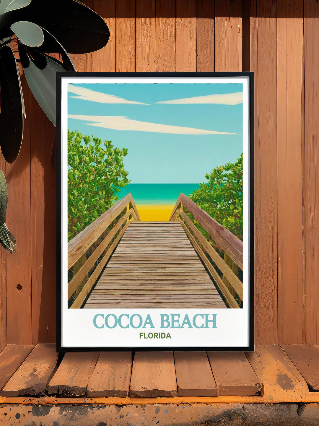 Custom art print of Cocoa Beach, focusing on Lori Wilson Parks inviting landscapes and beachside charm. A thoughtful gift for anyone who appreciates Floridas coastal attractions, bringing the outdoors into your home with a touch of elegance.