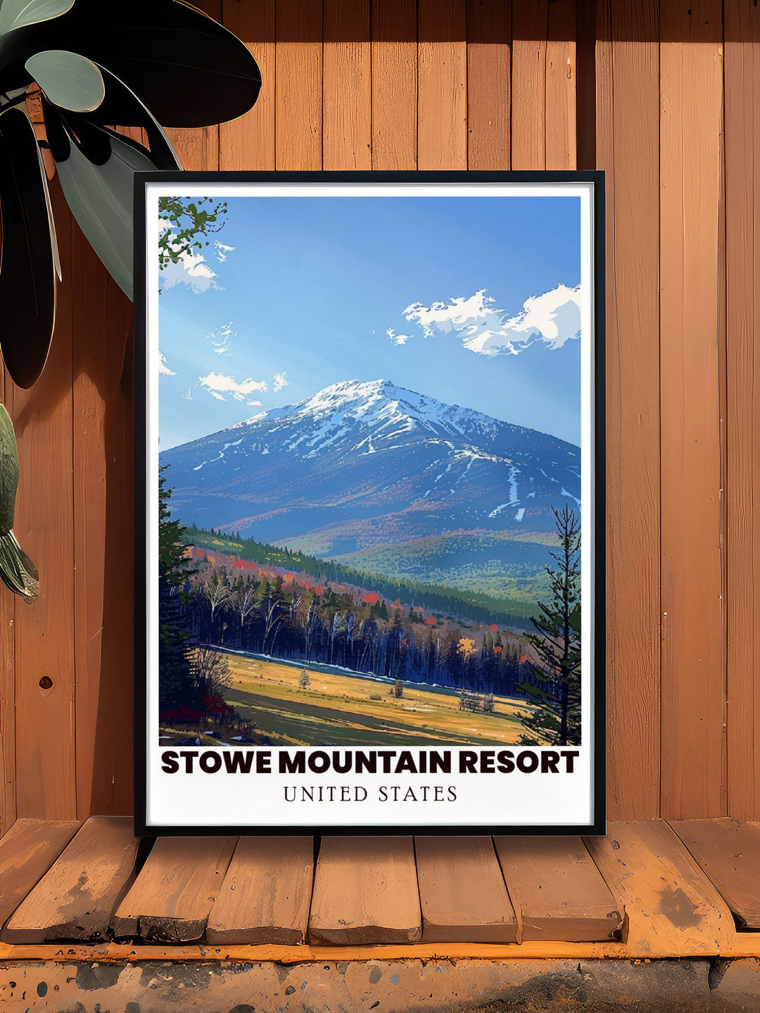 Beautifully crafted print of Mount Mansfield and Stowe Ski Resort a timeless addition to your art collection celebrating the natural splendor and adventure of Stowe Vermont USA in exquisite detail