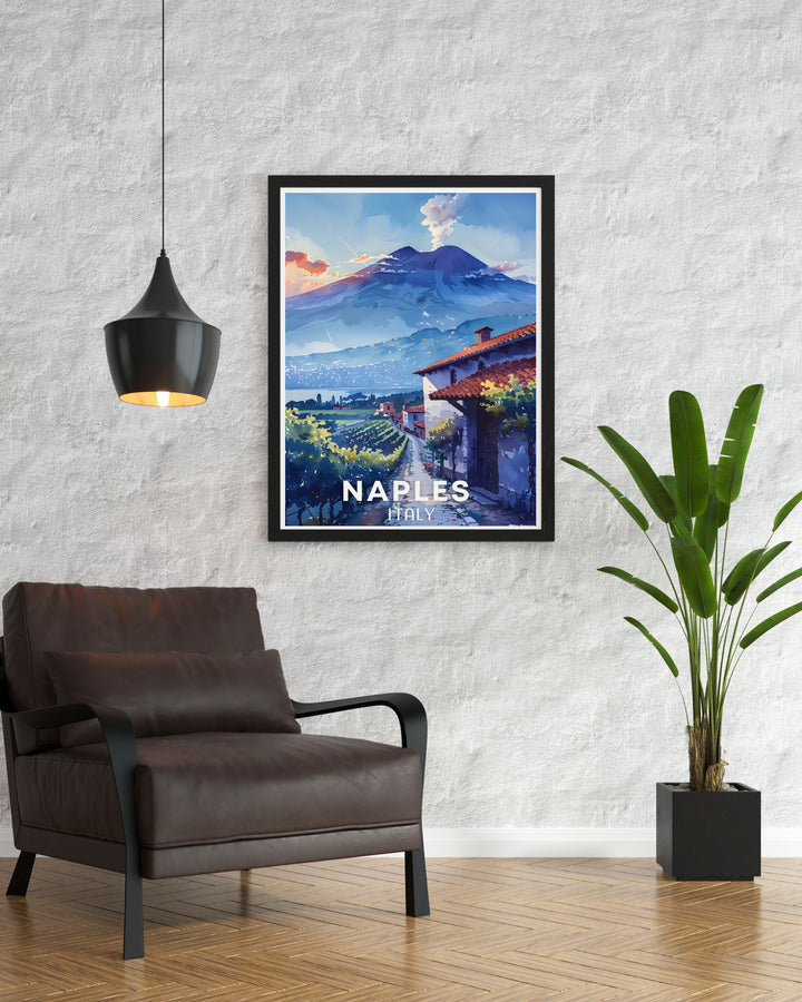 Mount Vesuvius stunning prints showcasing the iconic volcano in vibrant detail. A perfect addition to your home decor. Great for those who love Italys scenic beauty and historic landmarks.
